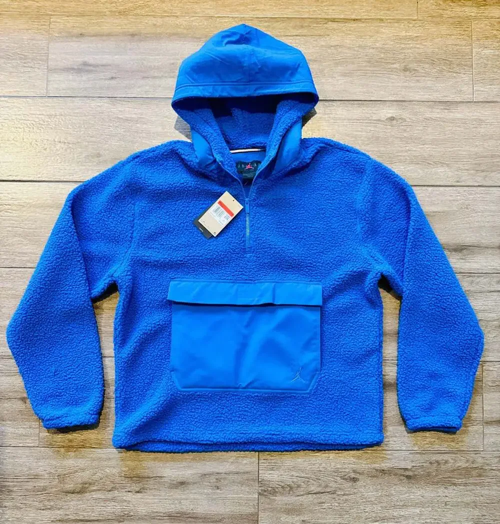 Jordan Flight High-Pile Fleece Pullover Hoodie Game Royal FV7452-480 SZ LG $120